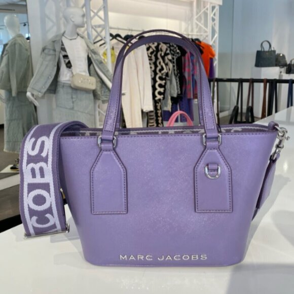 NEW! NWT! Marc Jacobs Trademarc  Mini Tote Crossbody -Lavender Soffiano Leather - Picture 1 of 10